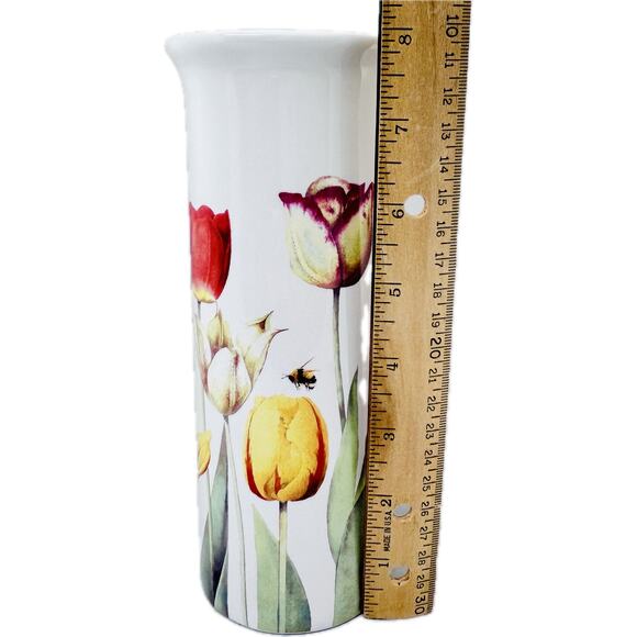 Hallmark Marjolein Bastin Nature’s Sketchbook Vase Tulips‎ Bees Ladybugs 8" - Picture 9 of 10
